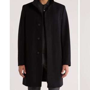Theory Men's Black wool Cashmere Blend Coat L Runs Slim